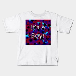 It's A Boy! Stars in Dark Red and Blues Kids T-Shirt